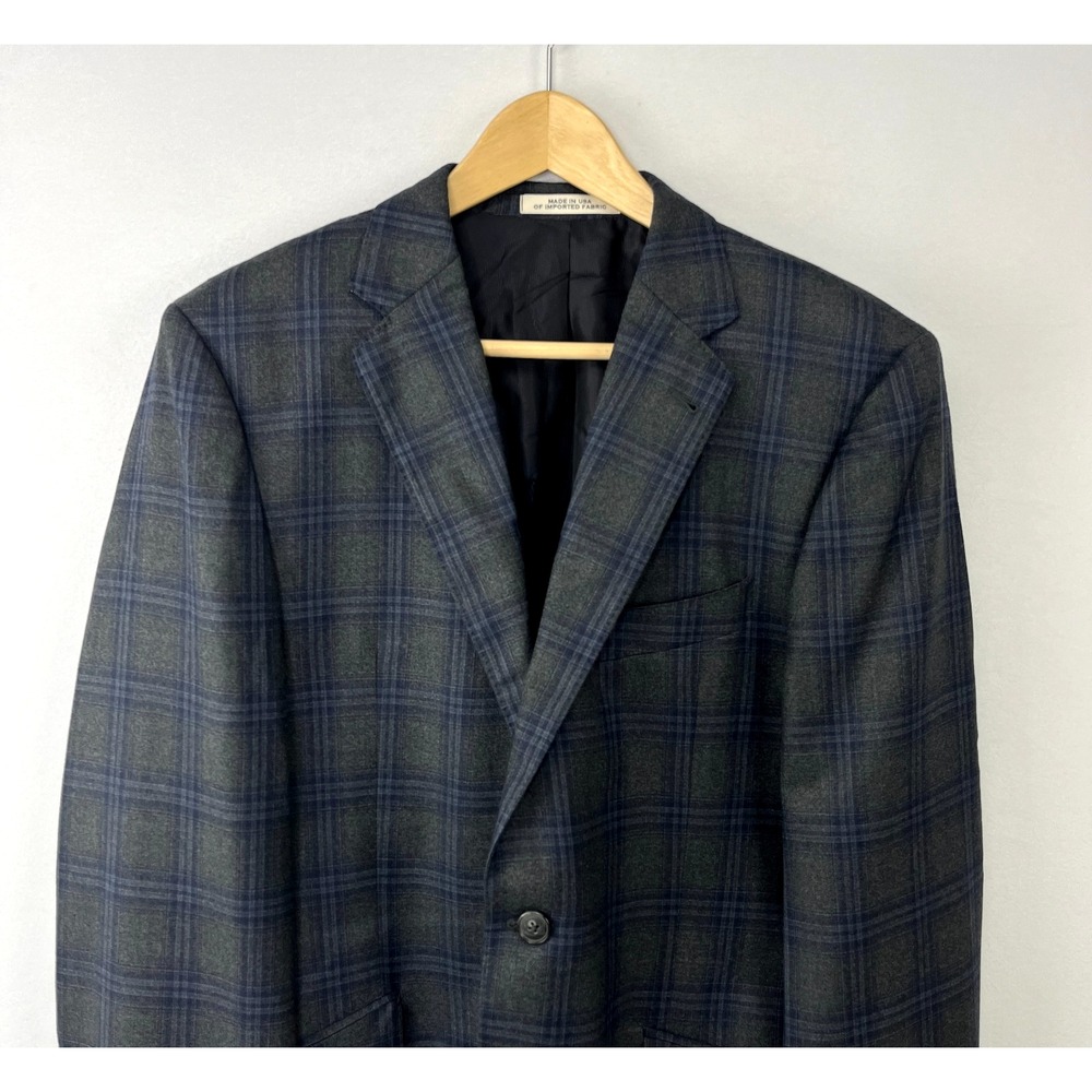 Joseph Abboud Lanificio Custom Blazer 40R Gray Blue Windowpane